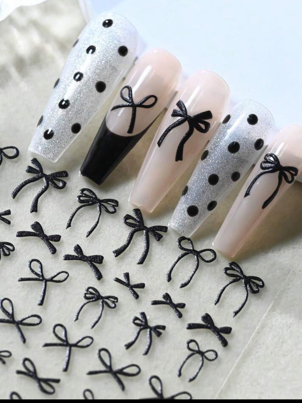 Nail Art designs designer bows ribbon design one sheet stickers manicure pedi 💅